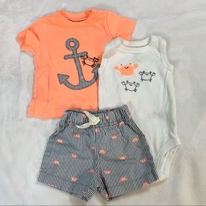 Adorable 3 pc Boy Crab Outfit 0-3 month